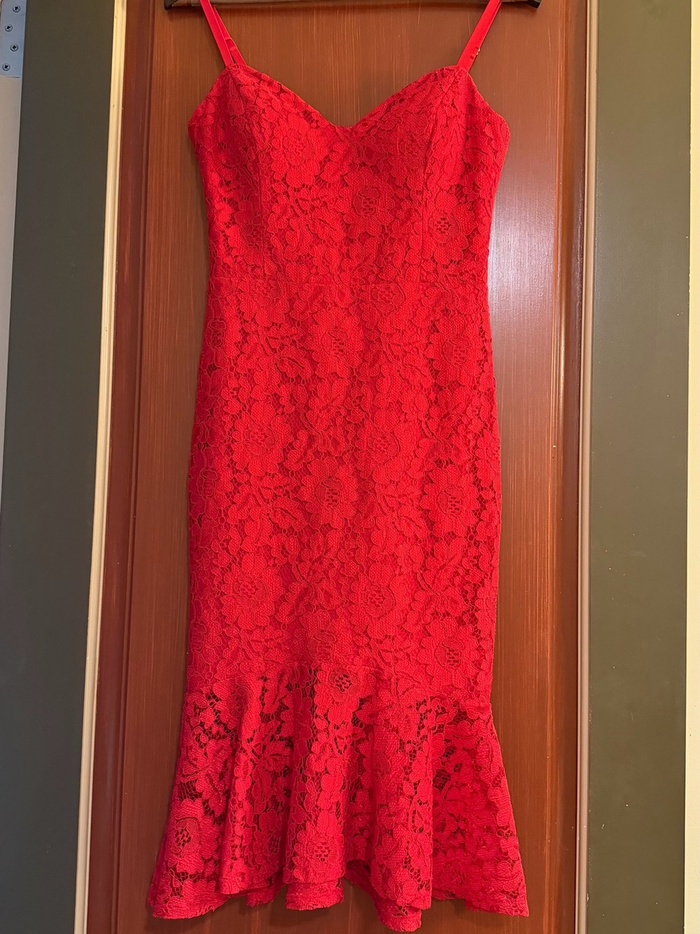 Guess Scarlet Lace Midi Dress with Flared Hem